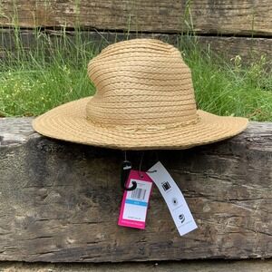 VINCE‎ CAMUTO Chain Trim Woven Paper Panama Hat Natural OS Packable NWT